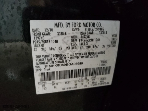 2011 Ford Explorer XLT with VIN 1FMHK8D89BGA06980, listed as a Copart auction lot 44816275 with 0 mi miles and Clean Title. Bid and sale history available at carsss.com. Image 13.