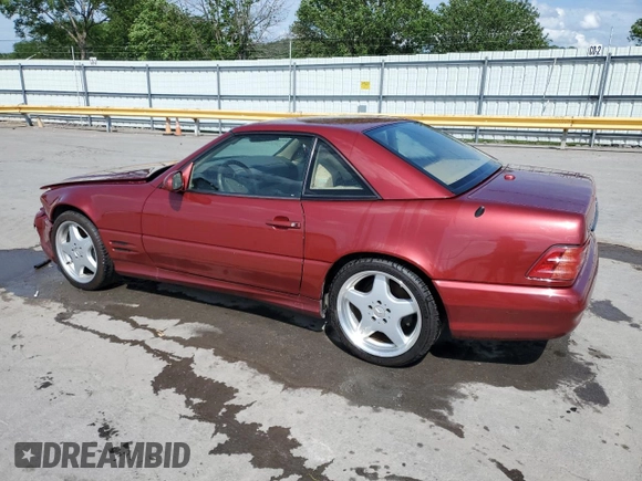 2001 Mercedes-Benz SL 500 with VIN WDBFA68F51F197134, listed as a Copart auction lot 55603755 with 115,826 mi miles and Salvage title. Bid and sale history available at DreamBid. Image 2.
