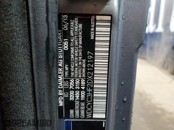 2013 Mercedes-Benz G 550 with VIN WDCYC3HF2DX212197, listed as a Copart auction lot 49106585 with 94,184 mi miles and Clean title. Bid and sale history available at DreamBid. Image 13.