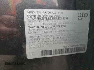2017 Audi Q5 Premium с VIN WA1C2AFP2HA077986, выставлен на аукционе Copart как лот 55912545 с пробегом 128 263 миль миль и Списание • Salvage title. История ставок и продаж доступна на DreamBid. Изображение 13.
