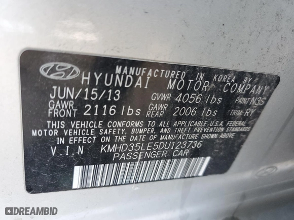 2013 Hyundai Elantra GT with VIN KMHD35LE5DU123736, listed as a Copart auction lot 87316894 with NaN miles and Non Repairable. Bid and sale history available at carsss.com. Image 13.