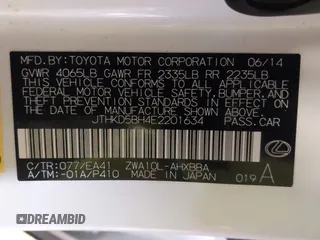 2014 Lexus CT 200h Hybrid with VIN JTHKD5BH4E2201634, listed as a IAAI auction lot 41068948 with 132,125 mi miles. Bid and sale history available at carsss.com. Image 9.