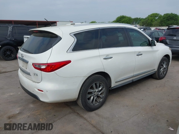 2013 Infiniti JX35 with VIN 5N1AL0MN0DC336166, listed as a IAAI auction lot 41921008 with 210,268 mi miles and . Bid and sale history available at DreamBid. Image 4.