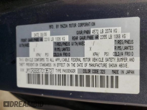 2007 Mazda 5 Sport with VIN JM1CR293070135727, listed as a Copart auction lot 83586414 with 158,792 mi miles and Salvage Title. Bid and sale history available at DreamBid. Image 14.