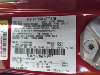 2016 Ford Fusion SE with VIN 3FA6P0H74GR145937, listed as a IAAI auction lot 41883313 with 77,590 mi miles. Bid and sale history available at carsss.com. Image 9.