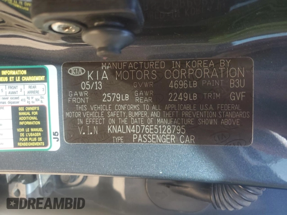 2014 Kia Cadenza Premium with VIN KNALN4D76E5128795, listed as a Copart auction lot 44547174 with 177,219 mi miles and Salvage Title. Bid and sale history available at carsss.com. Image 12.