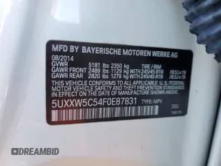 2015 BMW X4 xDrive35i with VIN 5UXXW5C54F0E87831, listed as a Copart auction lot 43763654 with 86,297 mi miles. Bid and sale history available at carsss.com. Image 15.