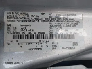 2015 Ford Focus SE with VIN 1FADP3F21FL362486, listed as a IAAI auction lot 42460834 with 343,619 mi miles and . Bid and sale history available at DreamBid. Image 9.