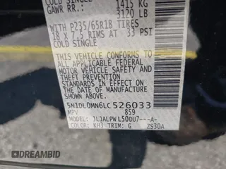 2020 Infiniti QX60 Luxe with VIN 5N1DL0MN6LC526033, listed as a IAAI auction lot 42367371 with 78,598 mi miles and . Bid and sale history available at DreamBid. Image 9.