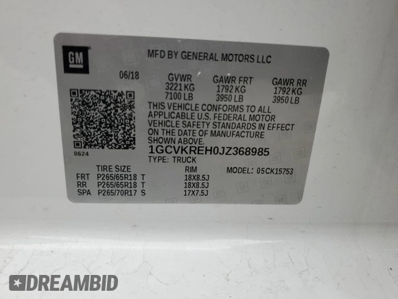 2018 Chevrolet Silverado 1500 LT with VIN 1GCVKREH0JZ368985, listed as a Copart auction lot 49885275 with 73,355 mi miles and Salvage Title. Bid and sale history available at DreamBid. Image 12.