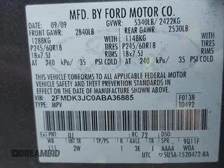 2010 Ford Edge SEL with VIN 2FMDK3JC0ABA36885, listed as a IAAI auction lot 41869192 with 187,549 mi miles. Bid and sale history available at carsss.com. Image 9.