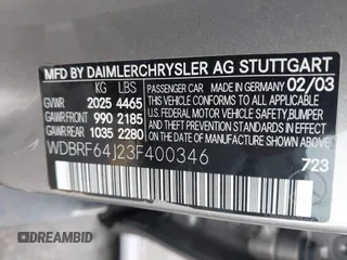 2003 Mercedes-Benz C 320 with VIN WDBRF64J23F400346, listed as a IAAI auction lot 41206060 with 150,565 mi miles and . Bid and sale history available at DreamBid. Image 9.