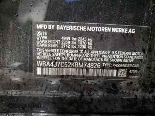 2019 BMW 4 Series 440i xDrive with VIN WBA4J7C52KBM74826, listed as a Copart auction lot 41975995 with 58,930 mi miles and Salvage Title. Bid and sale history available at carsss.com. Image 12.