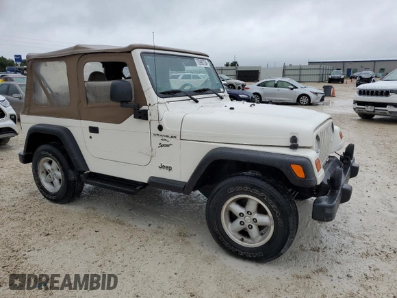 1999 Jeep Wrangler Sport with VIN 1J4FY19S2XP448670, listed as a Copart auction lot 73990734 with 0 mi miles and Non Repairable. Bid and sale history available at carsss.com. Image 4.