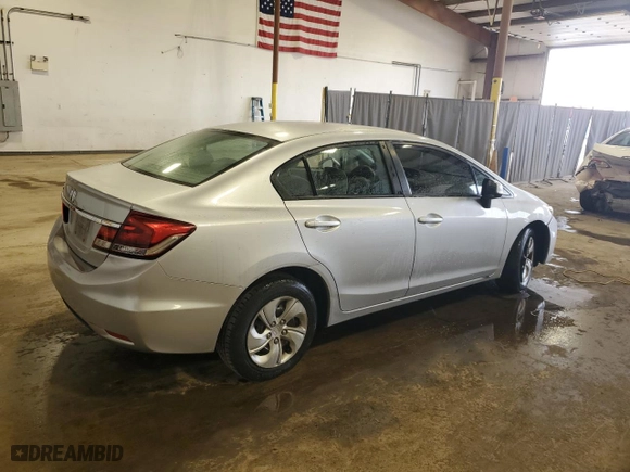 2013 Honda Civic Sdn LX with VIN 2HGFB2F58DH581270, listed as a Copart auction lot 50869375 with 71,286 mi miles and Salvage Title. Bid and sale history available at carsss.com. Image 3.