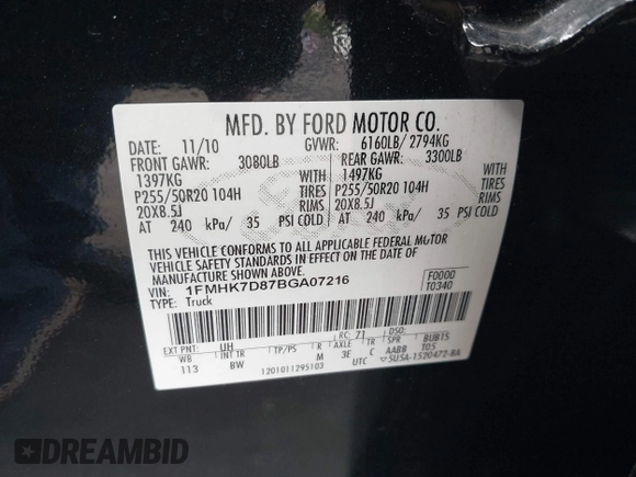 2011 Ford Explorer XLT z VIN 1FMHK7D87BGA07216, wystawiony jako IAAI lot #42754194 z przebiegiem 218 220 mil mil oraz . Historia ofert i sprzedaży dostępna na DreamBid. Obrazek 9.