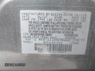 2017 Nissan Sentra SR with VIN 3N1AB7AP4HL705257, listed as a IAAI auction lot 41889430 with 135,061 mi miles and . Bid and sale history available at carsss.com. Image 9.