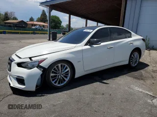 2019 Infiniti Q50 Luxe with VIN JN1EV7AR7KM554521, listed as a Copart auction lot 59442765 with 80,081 mi miles and Salvage title. Bid and sale history available at DreamBid. Image 1.