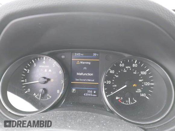 2020 Nissan Rogue S with VIN KNMAT2MV7LP518132, listed as a IAAI auction lot 41513897 with 43,945 mi miles. Bid and sale history available at carsss.com. Image 7.
