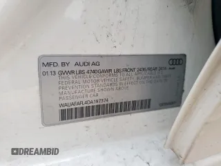 2013 Audi A4 Premium с VIN WAUAFAFL4DA197374, выставлен на аукционе Copart как лот 58561765 с пробегом 118 832 миль миль и Чистый • Clean title. История ставок и продаж доступна на DreamBid. Изображение 13.