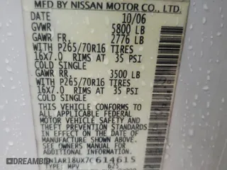 2007 Nissan Pathfinder S with VIN 5N1AR18UX7C614615, listed as a Copart auction lot 44821335 with 205,309 mi miles and Salvage Title. Bid and sale history available at carsss.com. Image 13.