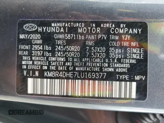 2020 Hyundai Palisade SEL z VIN KM8R4DHE7LU169377, wystawiony jako Copart lot #52479895 z przebiegiem 58 828 mil mil oraz Szkoda całkowita • Salvage title. Historia ofert i sprzedaży dostępna na DreamBid. Obrazek 14.