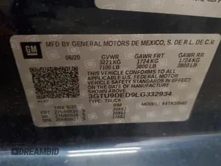 2020 GMC Sierra 1500 SLT z VIN 3GTU9DED9LG332934, wystawiony jako Copart lot #58841335 z przebiegiem 15 625 mil mil oraz Szkoda całkowita • Salvage title. Historia ofert i sprzedaży dostępna na DreamBid. Obrazek 13.