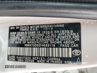 2015 Toyota Yaris L with VIN VNKKTUD32FA033118, listed as a Copart auction lot 52800075 with 111,305 mi miles and Salvage Title. Bid and sale history available at DreamBid. Image 12.