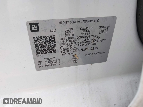 2020 Chevrolet Tahoe Commercial with VIN 1GNLCDEC7LR199179, listed as a IAAI auction lot 41502623 with 87,271 mi miles and . Bid and sale history available at DreamBid. Image 9.