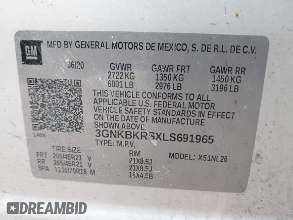 2020 Chevrolet Blazer RS с VIN 3GNKBKRSXLS691965, выставлен на аукционе IAAI как лот 41533260 с пробегом 60 955 миль миль и . История ставок и продаж доступна на DreamBid. Изображение 9.