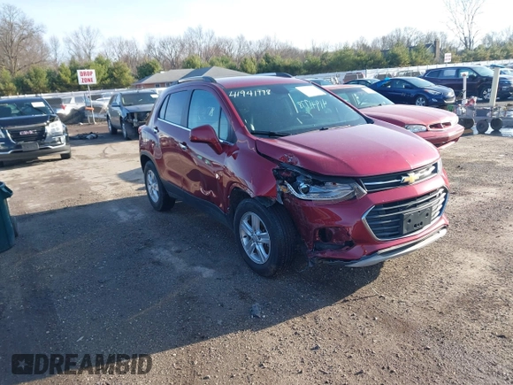 2018 Chevrolet Trax LT with VIN 3GNCJLSB5JL307086, listed as a IAAI auction lot 41941778 with 109,985 mi miles and . Bid and sale history available at carsss.com. Image 1.