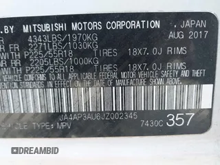2018 Mitsubishi Outlander ES with VIN JA4AP3AU6JZ002345, listed as a IAAI auction lot 41973962 with 40,014 mi miles and . Bid and sale history available at DreamBid. Image 9.