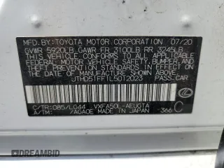 2020 Lexus LS 500 with VIN JTHD51FF1L5012023, listed as a Copart auction lot 61991634 with 128,757 mi miles and Salvage title. Bid and sale history available at DreamBid. Image 12.