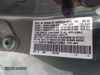 2005 Honda Element LX with VIN 5J6YH18385L012963, listed as a IAAI auction lot 42025122 with Not Provided miles and . Bid and sale history available at DreamBid. Image 9.