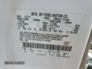 2010 Ford Escape Hybrid z VIN 1FMCU5K30AKC13098, wystawiony jako Copart lot #53623855 z przebiegiem 206 975 mil mil oraz Szkoda całkowita • Salvage title. Historia ofert i sprzedaży dostępna na DreamBid. Obrazek 13.