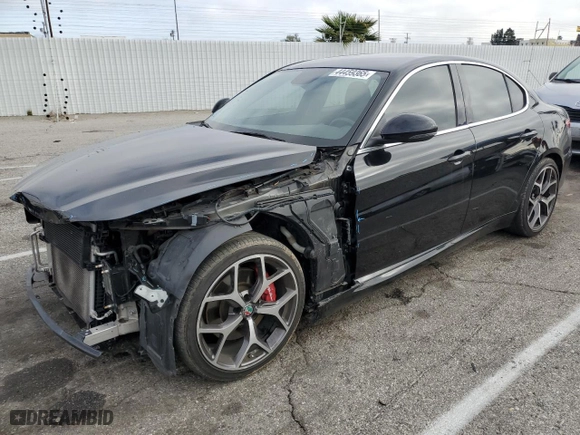 2019 Alfa Romeo Giulia with VIN ZARFAMAN8K7598380, listed as a Copart auction lot 44459365 with 55,557 mi miles and Salvage Title. Bid and sale history available at carsss.com. Image 1.