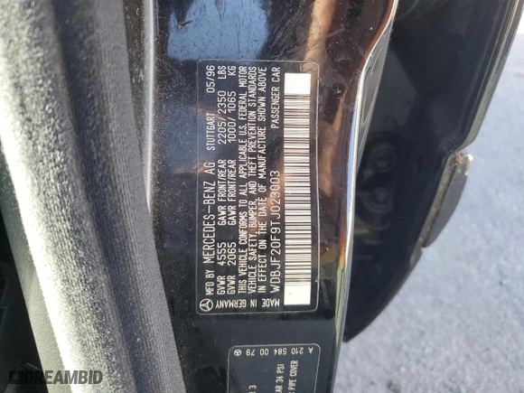 1996 Mercedes-Benz E Class with VIN WDBJF20F9TJ023003, listed as a Copart auction lot 86356784 with 230,944 mi miles and Salvage Title. Bid and sale history available at carsss.com. Image 12.