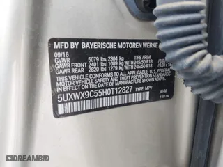 2017 BMW X3 xDrive28i with VIN 5UXWX9C55H0T12827, listed as a IAAI auction lot 41955621 with 101,127 mi miles. Bid and sale history available at carsss.com. Image 9.