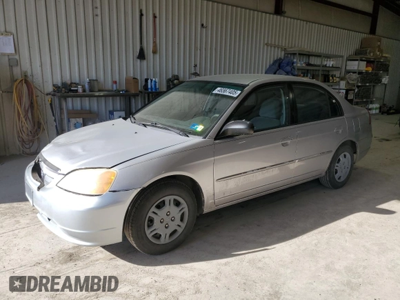 2002 Honda Civic LX with VIN 1HGES15562L047000, listed as a Copart auction lot 46567405 with 224,963 mi miles and Salvage Title. Bid and sale history available at DreamBid. Image 1.