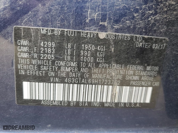 2017 Subaru Impreza Sport with VIN 4S3GTAL69H1723752, listed as a Copart auction lot 77098924 with 65,209 mi miles and Clean Title. Bid and sale history available at carsss.com. Image 16.