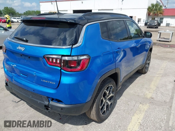 2025 Jeep Compass Limited with VIN 3C4NJDCNXST549907, listed as a IAAI auction lot 42186779 with 1,406 mi miles and . Bid and sale history available at DreamBid. Image 4.