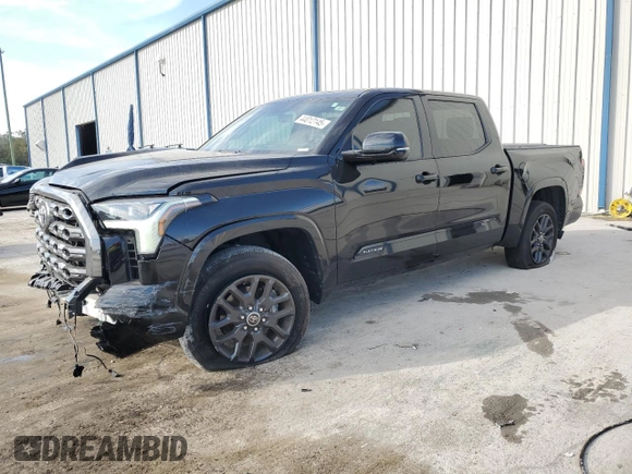 2023 Toyota Tundra 2WD Platinum with VIN 5TFNA5AB0PX026342, listed as a Copart auction lot 44012145 with 34,550 mi miles and Salvage Title. Bid and sale history available at carsss.com. Image 1.