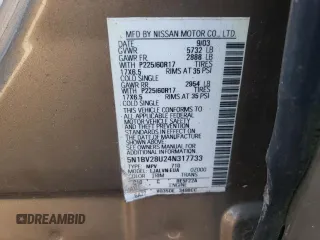 2004 Nissan Quest SE with VIN 5N1BV28U24N317733, listed as a Copart auction lot 78168184 with 0 mi miles and Salvage Title. Bid and sale history available at carsss.com. Image 13.