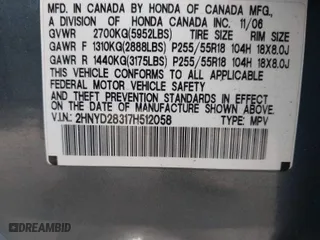 2007 Acura MDX Tech Pkg with VIN 2HNYD28317H512058, listed as a IAAI auction lot 41667373 with 201,533 mi miles. Bid and sale history available at carsss.com. Image 9.