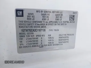 2012 GMC Savana Cargo Van with VIN 1GTW7GCA2C1167106, listed as a IAAI auction lot 41379838 with 1 mi miles. Bid and sale history available at carsss.com. Image 9.