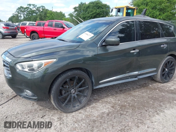 2013 Infiniti JX35 with VIN 5N1AL0MN8DC301195, listed as a IAAI auction lot 41886277 with 189,743 mi miles and . Bid and sale history available at DreamBid. Image 6.