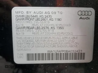2011 Audi Q5 Premium Plus with VIN WA1LFAFP0BA032427, listed as a Copart auction lot 45429465 with 163,505 mi miles and Salvage Title. Bid and sale history available at DreamBid. Image 13.