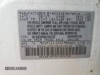 2019 Nissan Sentra SR with VIN 3N1AB7AP9KY404722, listed as a Copart auction lot 50399785 with 83,688 mi miles and Salvage Title. Bid and sale history available at carsss.com. Image 12.