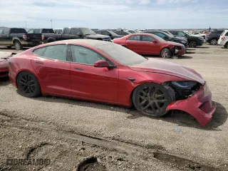 2023 Tesla Model S with VIN 5YJSA1E53PF512587, listed as a Copart auction lot 48983475 with 41,232 mi miles and Salvage Title. Bid and sale history available at carsss.com. Image 4.