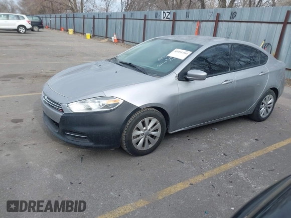 2014 Dodge Dart Aero with VIN 1C3CDFDH0ED693029, listed as a IAAI auction lot 41491784 with 206,513 mi miles and . Bid and sale history available at carsss.com. Image 2.